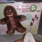 Gingerbread Man Dip Bowl & Spreader Set 10 Oz Boston Warehouse 74616 Nos. Fixed Price $5.00.