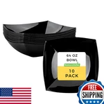 Restaurantware Moderna 64OZ Square Black Plastic Bowls - 10 Disposable Salad. Fixed Price $56.27.