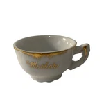 Mini Porcelain Tea Cup White Gold Trim With Front Mother Vtg. Fixed Price $7.81.