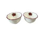 Of 2 Poinsettia Christmas Holiday Bowls Scalloped Rim Dishwasher Microwave. Fixed Price $24.95.