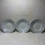 Vtg Premiere Blue Dawn ME113 Soup Bowls Set Of White Floral Scalloped 9". Fixed Price $34.99.
