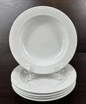 5 Nice Crate & Barrel Portugal Roulette White Porcelain Ridged Rimmed Bowls. Fixed Price $29.99.