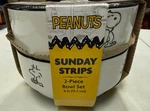 Peanuts Ceramic Sunday Strips 2 Pc 6IN Bowl Set Fetauring Snoopy & Woodstock New. Fixed Price $21.99.