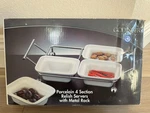Godinger Porcelain 4 Section Relish Servers With Metal Rack. Fixed Price $15.00.
