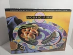 Clay Art 1995 Mosaic Fish Chip Dip Set Hand Painted Bright Colors Nos. Fixed Price $39.99.