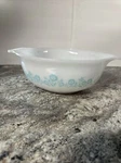 Rare Glasbake 11" Cinderella Mixing Bowl Aqua Blue Green Floral Pattern J-2357. Fixed Price $18.62.