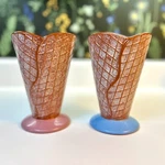 Hallmark Ice Cream Sundae Waffle Cone Cups 6 Tall - Retired Set Of 2 Pink Blue. Fixed Price $12.99.