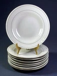 Vtg Set Of Tabletops Unlimited D'ore 8" Rimmed Soup Bowls 1992 Gold Trim White. Fixed Price $33.74.