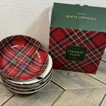 Pottery Barn Stewart Plaid Bowls Set Of 4 Red Stoneware Holiday Christmas New!. Fixed Price $59.00.
