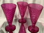 Rocco Bormioli Italian Fuchsia Ice Cream Dessert Waffle Cone Glass - Set Of 3. Fixed Price $17.95.