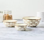 Mackenzie Childs Set Of 3 Everyday Bowls / Mocha Check 4.5", 6.0" & 7.5" New. Fixed Price $165.00.
