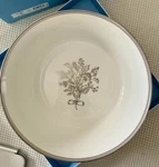 Wedgwood Winter White Serving Bowl Bone China Platinum Trim New Box. Fixed Price $160.00.
