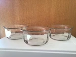 Set Of 3 Vtg Anchor Hocking Moments Clear Glass Purpose Bowl Scalloped Edge. Fixed Price $38.75.