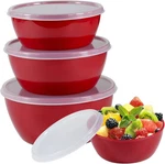 Set Of 4 Plastic Mixing Bowls With Lids For Kitchen Preparing Serving Storing. Fixed Price $17.79.