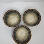 Set Of 3 Ririku Ri-ri-ku Ceramic Bowls Scalloped Rim Shodai-yaki Inspired Glaze. Fixed Price $33.15.
