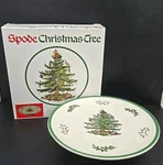 Spode Christmas Tree Design 10.75" Round Footed Cake Plate S3324-A1 England. Fixed Price $34.99.