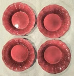 Set Of 4 Pioneer Woman Red "paige" Beaded Scalloped Stoneware Cereal/soup Bowls. Fixed Price $28.49.