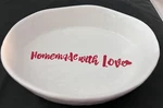 Strawberry Street Homemade With Love Red, White Serving Bowl 10X8.25X2.2". Fixed Price $26.00.