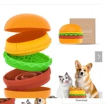 5-IN-1 Burger Pet Bowls Set Tilted Bowl, Elevated Slow Feeder, Lick Mat,. Fixed Price $29.99.