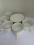 5 Pc Excellent Condition 10 Strawberry Street Gold Rim Cup And Saucer Set. Fixed Price $64.00.