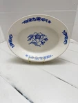 Vintage Oxford Cream & Blue Bowl Platter Dish Made Brazil #2821-1 Floral 11". Fixed Price $16.75.