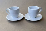 Coffee Bar Konitz White Ceramic 2 And Saucers Mugs Sets. Fixed Price $14.00.