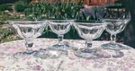 Set Of 4 Small Vintage Clear Glass Dessert Sherbet Cups Dishes Pedestal Bowls. Fixed Price $14.90.