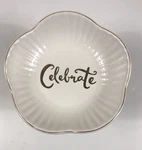 Mud Pie Celebrate Gold Trim Pedestal Bowl Ceramic Condiment/jam Dish. Fixed Price $13.49.