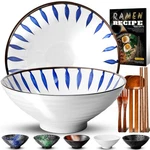 Ramen Set Japanese Ceramic Noodle Chopsticks Wooden Utensils 8IN. Fixed Price $23.48.