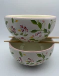 Paula Deen Peony Patch Cereal Soup Bowls Farmhouse Floral Handprinted S/2 C18. Fixed Price $39.99.