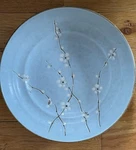 Vtg Serving Bowl Miya Kafuh Cherry Blossom Made Japan Pottery 11" Teal Blue. Fixed Price $29.99.