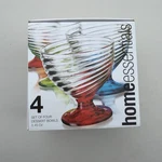 Set Of 4 Home Essentials Dessert Bowls Footed Swirled Glass Colorful New In Box. Fixed Price $25.97.