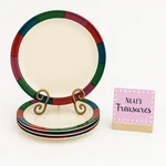 Homer Laughlin Tones Rolled Edge Multicolor Blocks Luncheon Plates Set 4. Fixed Price $37.39.