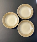 Set Of 3 Epoch Panama E929 Soup/cereal Stoneware Bowls Tan Brown Palm Leaves. Fixed Price $16.00.