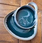 Ltd Commodities Green Stoneware Drip Glaze Soup Cracker Bowl Chip Dip Dish C132. Fixed Price $11.11.