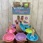 Greenco Ice Cream Bowls And Spoons Lot Of 12 Party Set Multi-colored Assortment. Fixed Price $29.95.