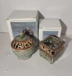 Vintage Dicksons Love Never Fails & Bless Ceramic Reactive Glaze Bowl Pot Set. Fixed Price $8.92.