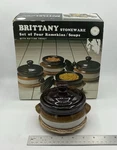 Vtg Brittany Stoneware Set Of Four Individual Onion Soup Bowls Ceramic No. 983. Fixed Price $34.99.