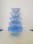 Vtg Durable Heat Resistant Floral Pattern Nesting Imperial Glass Bowls Set Of 5. Fixed Price $20.00.