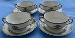 8 Pcs: 4 Sets Noritake Darby Handled Bouillon / Cream Soup Bowls Under Plates. Fixed Price $19.95.