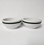 Buffalo China Usa Green Striped White Restaurant Ware Cereal Soup Bowls Set Of 2. Fixed Price $24.00.