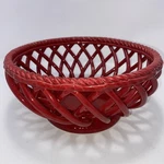 Espana Lifestyles Pottery Red Kiichenbasket Weave Lattice Bread Fruit Decor Bowl. Fixed Price $21.99.