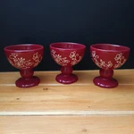 Temptations By Tara Red Floral Lace Ceramic Footed Cups / Goblets (set Of 3). Fixed Price $15.50.