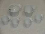 Stokes Porcelain White Curved Handle Espresso Cups Sugar Bowl Creamer Very Cool. Fixed Price $39.99.