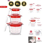 Glass Measuring Cups Set With Lids 3 Pcs Nesting Liquid Jugs Kitchen. Fixed Price $55.02.