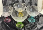 Set Of 4 Multicolored Stem Footed Parfait Dishes Ice Cream By Circle Glass. Fixed Price $5.00.