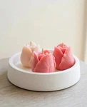 Tulip Trio Candle In Artisan Jesmonite Bowl. Fixed Price $22.00.
