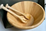 Cook Club Wood Salad Fruit Serving Bowl 14" X 6" Thick Utensils Vgc. Fixed Price $22.95.