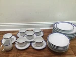 Thomas Rosenthal THO22 Blue Rim Service Set For 6 27 Pc Germany Exc Mcm. Fixed Price $359.98.