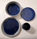 Revol No.w Blue Recyclay Ceramic Set-dinnerplate, Bowl, Cup, Dessertplate. Fixed Price $36.94.